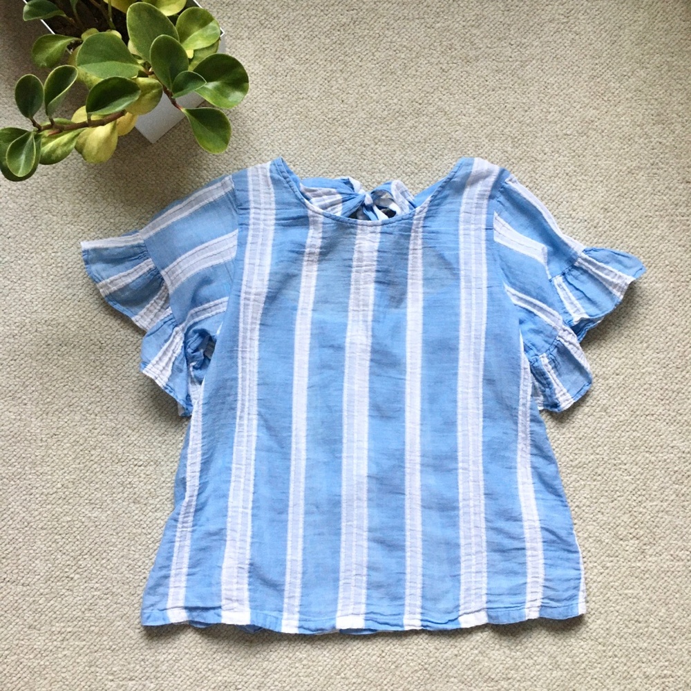 bp bell sleeve blue/white stripe blouse